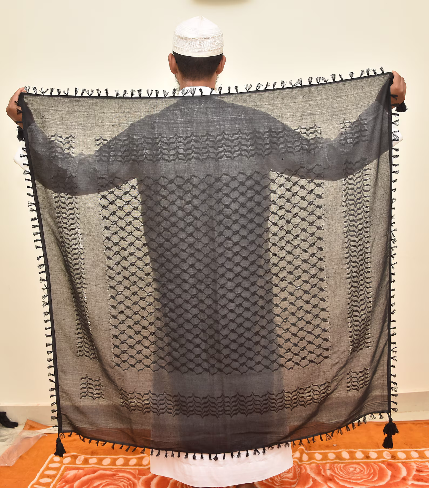 Kufiya/Keffiyeh Fully Black 100% Cotton