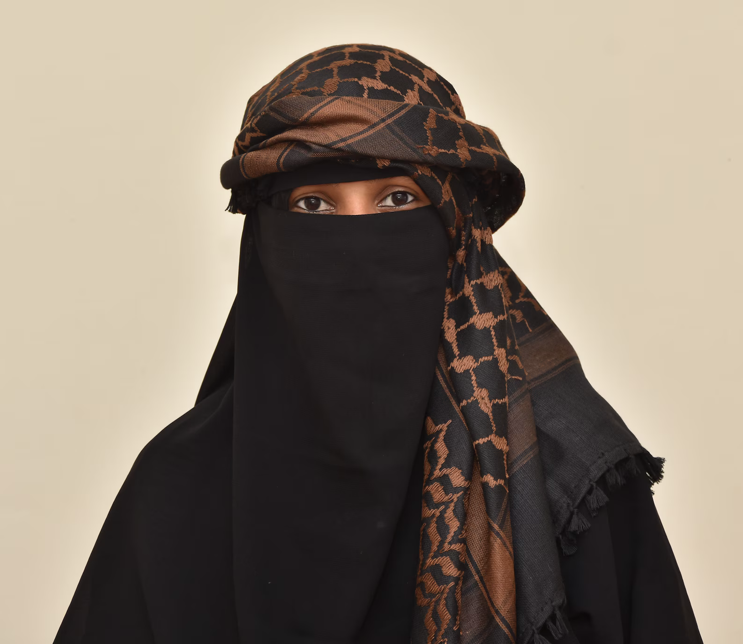 Pre-order - Kufiya/Keffiyeh Black/Brown 100% Cotton