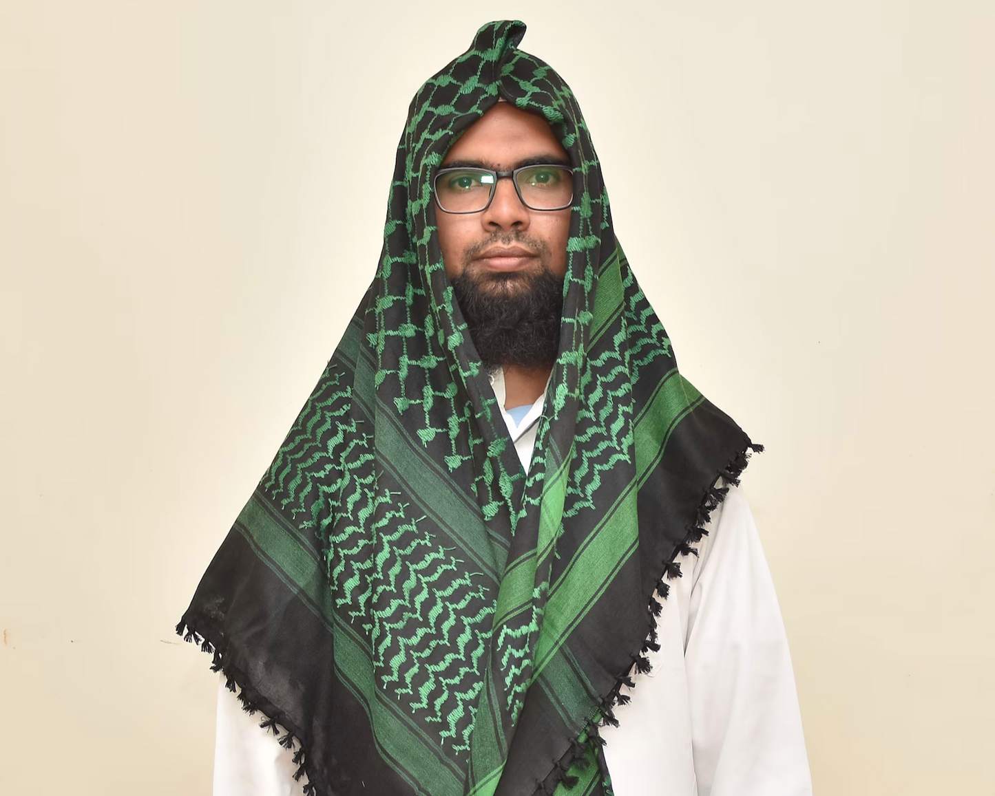 Kufiya/Keffiyeh Black/Green 100% Cotton