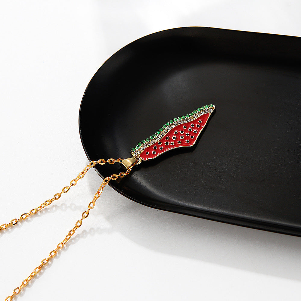 Collier Pastèque Palestine Or/Argent