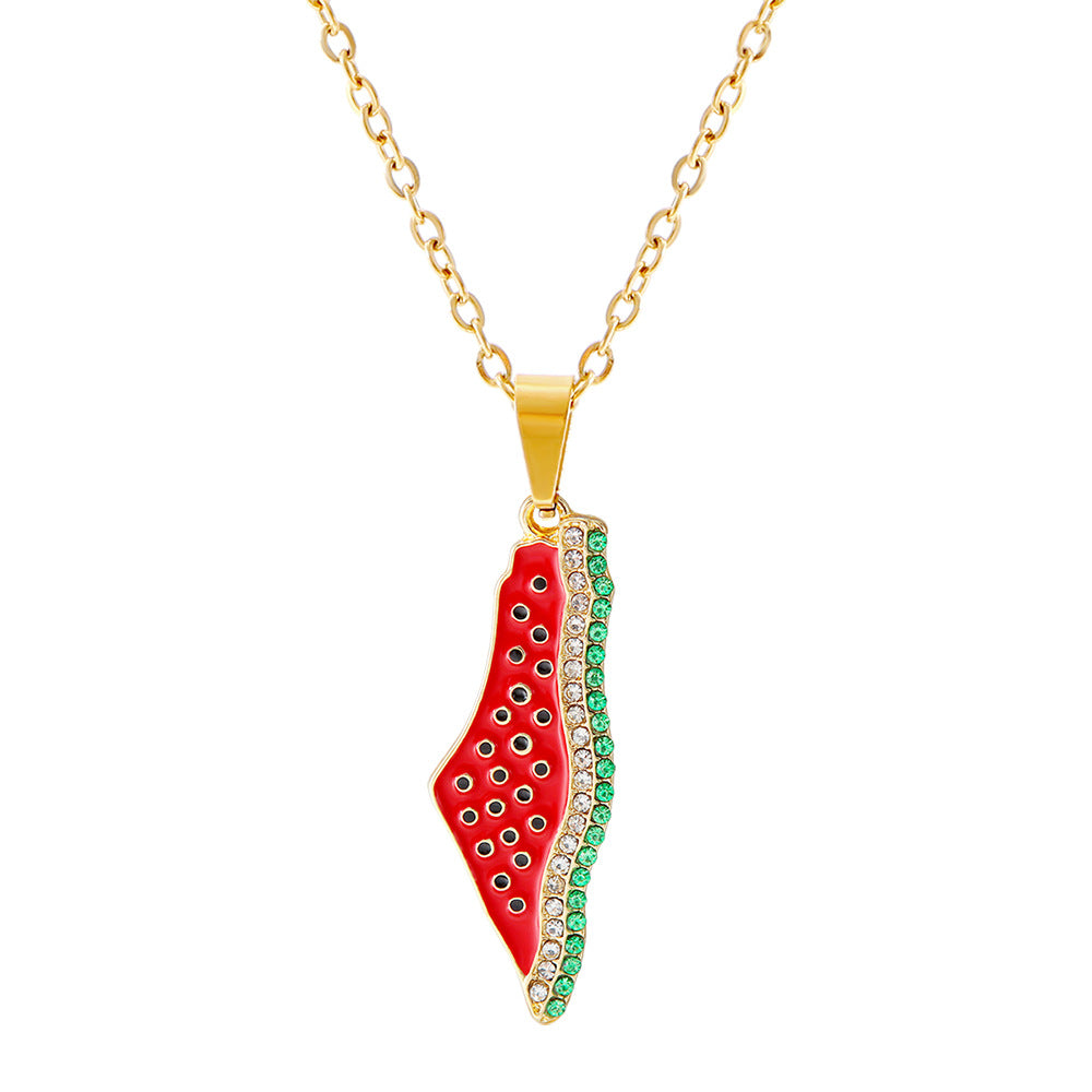 Collier Pastèque Palestine Or/Argent