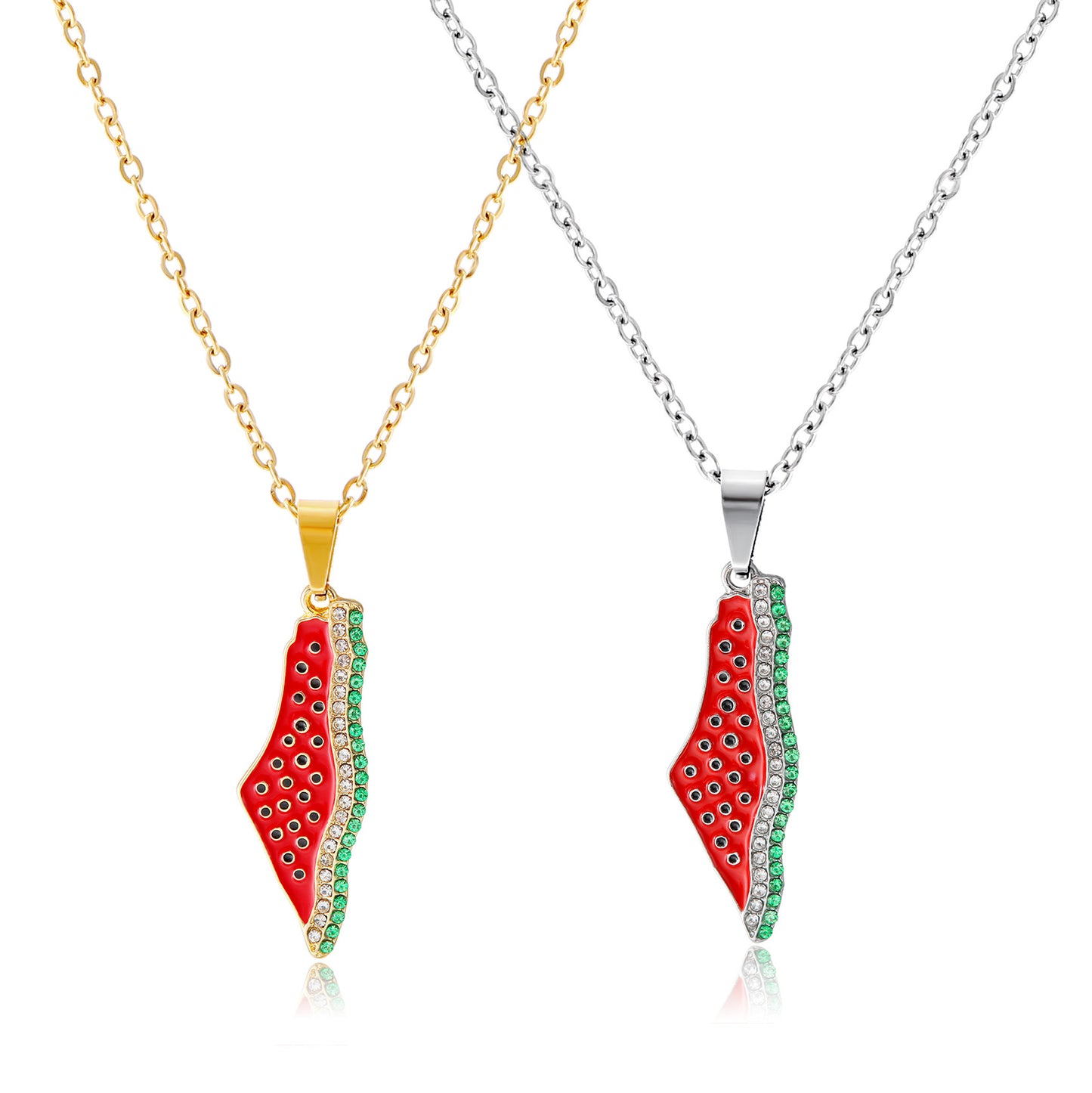 Collier Pastèque Palestine Or/Argent