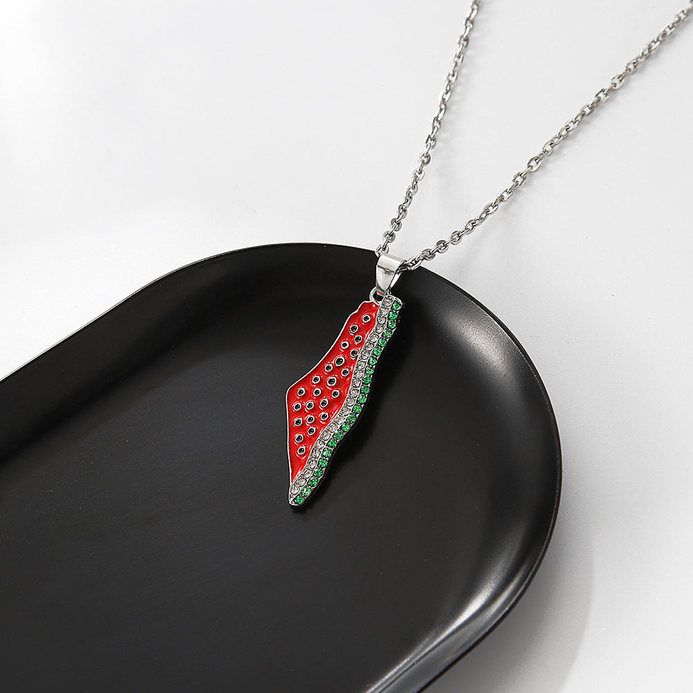 Collier Pastèque Palestine Or/Argent