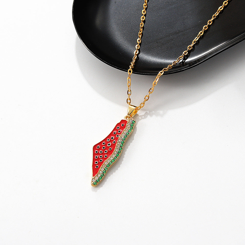 Collier Pastèque Palestine Or/Argent
