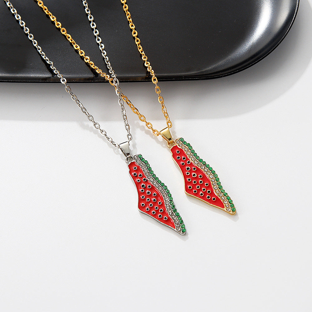 Collier Pastèque Palestine Or/Argent