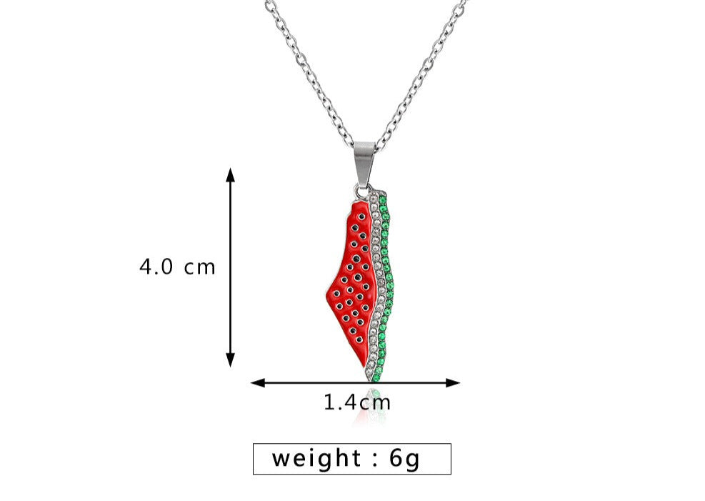 Collier Pastèque Palestine Or/Argent