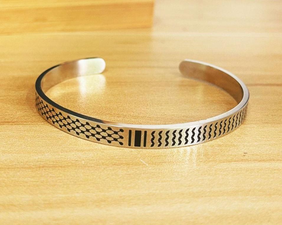 Palästina-Armband mit Keffiyeh-Muster Gold/Silber