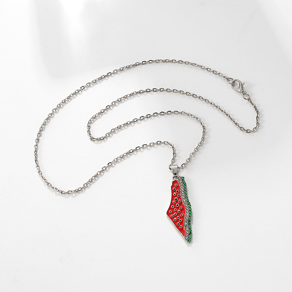 Collier Pastèque Palestine Or/Argent