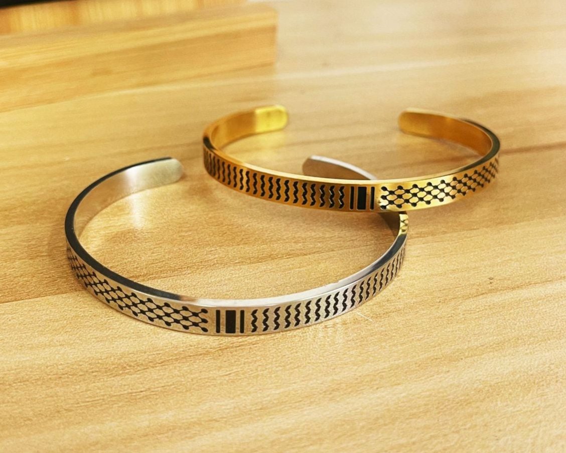 Palästina-Armband mit Keffiyeh-Muster Gold/Silber
