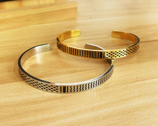 Palestina Armband med Keffiyeh Mönster Guld/Silver