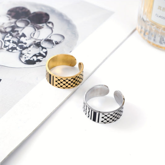 Anillo Palestina con patrón Keffiyeh