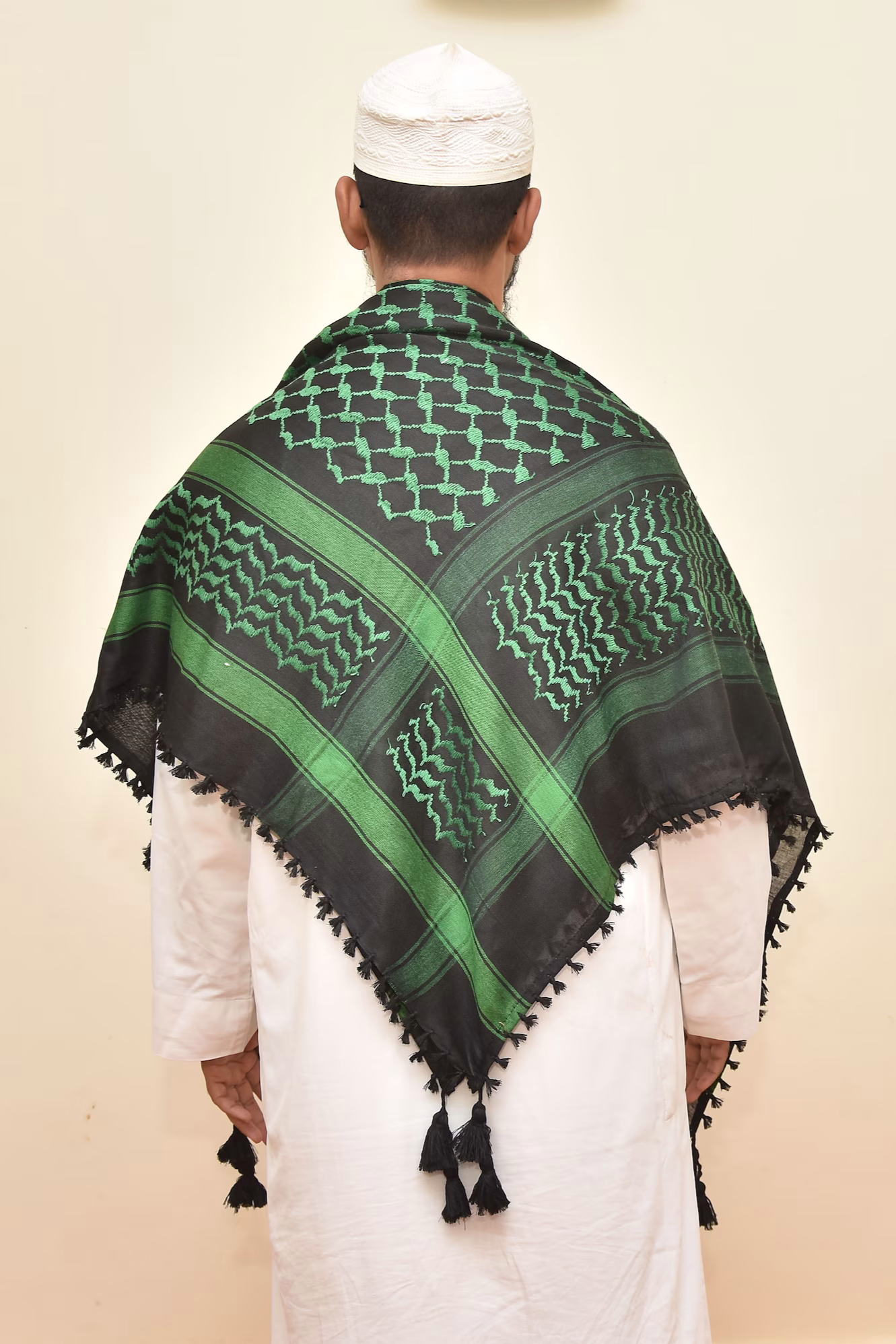 Kufiya/Keffiyeh Black/Green 100% Cotton