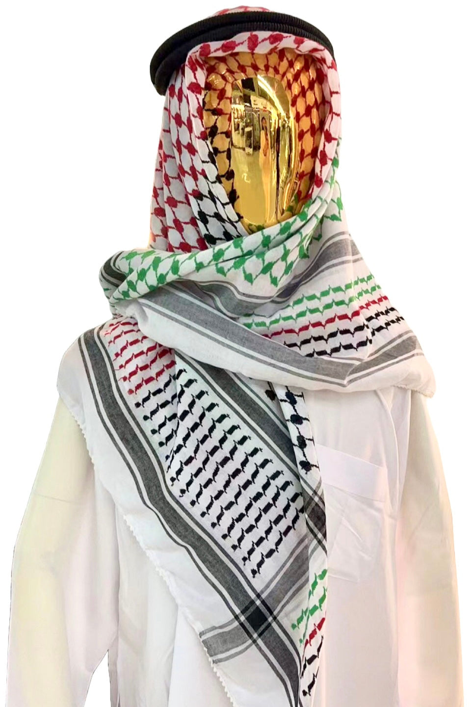 Kufiya/Keffiyeh with Palestine colors 127x127 cm