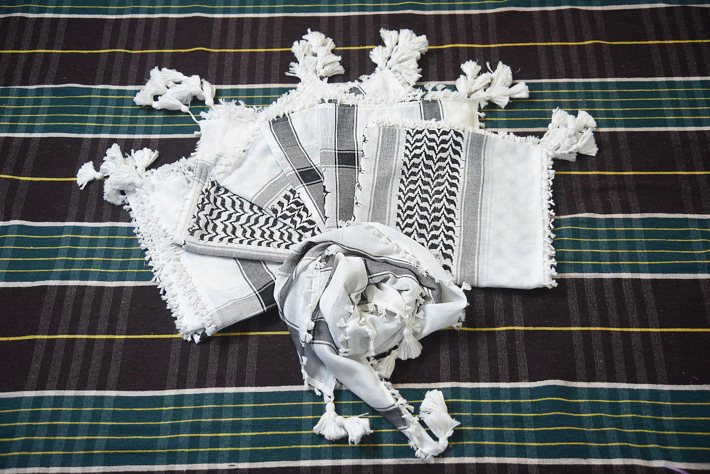 Pre-order - Kufiya/Keffiyeh Black/White 100% Cotton
