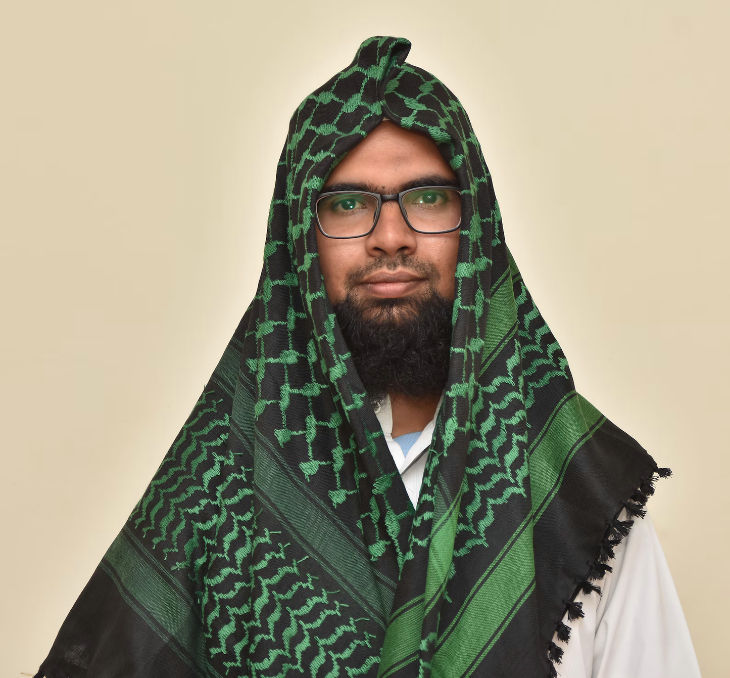 Kufiya/Keffiyeh Black/Green 100% Cotton
