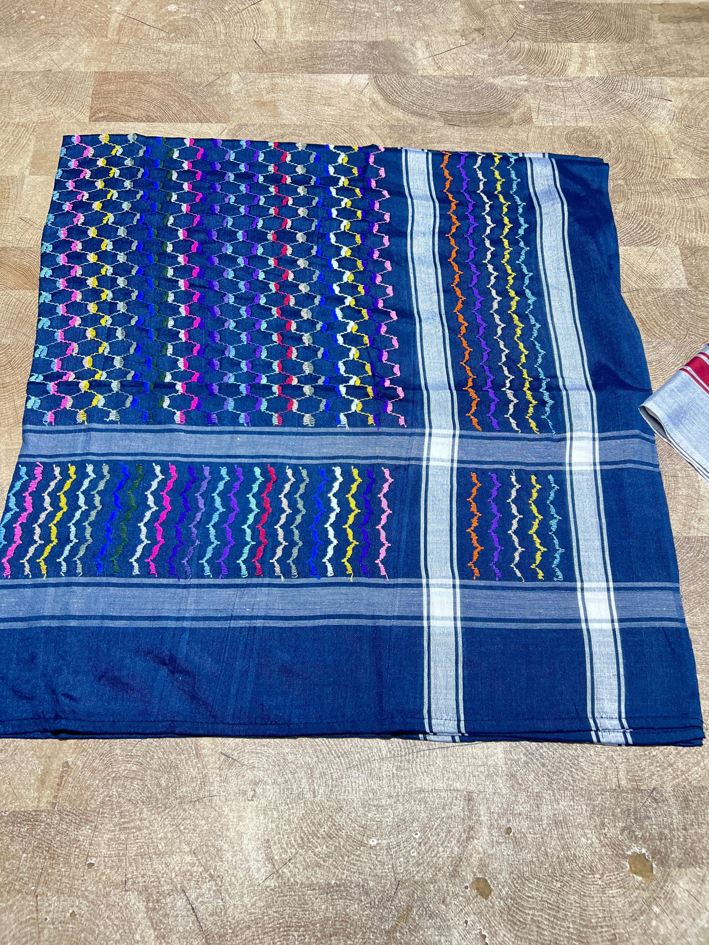 Kufiya/Keffiyeh Blue Rainbow 100% Cotton