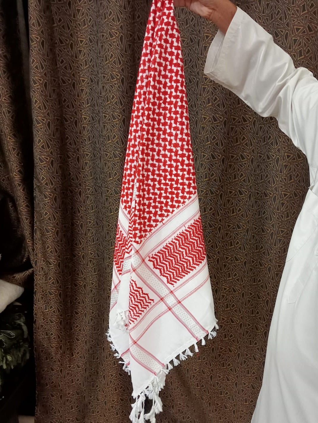 Kufiya/Keffiyeh Vermelho/Branco 100% Algodão Premium
