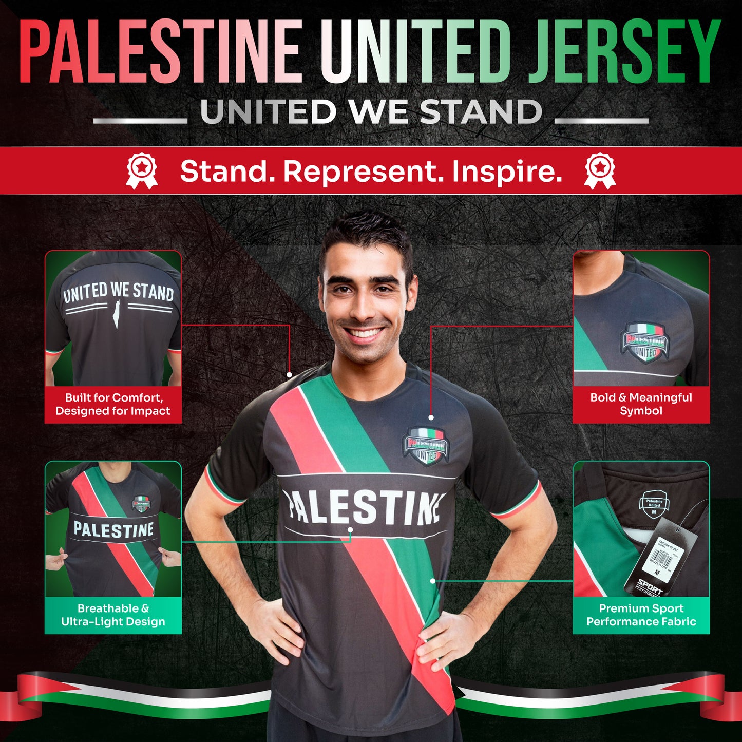 Palestine United T-Shirt United We Stand Black