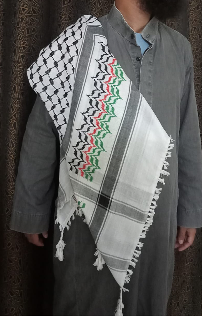 Kufiya/Keffiyeh Black/White/Red/Green 100% Cotton