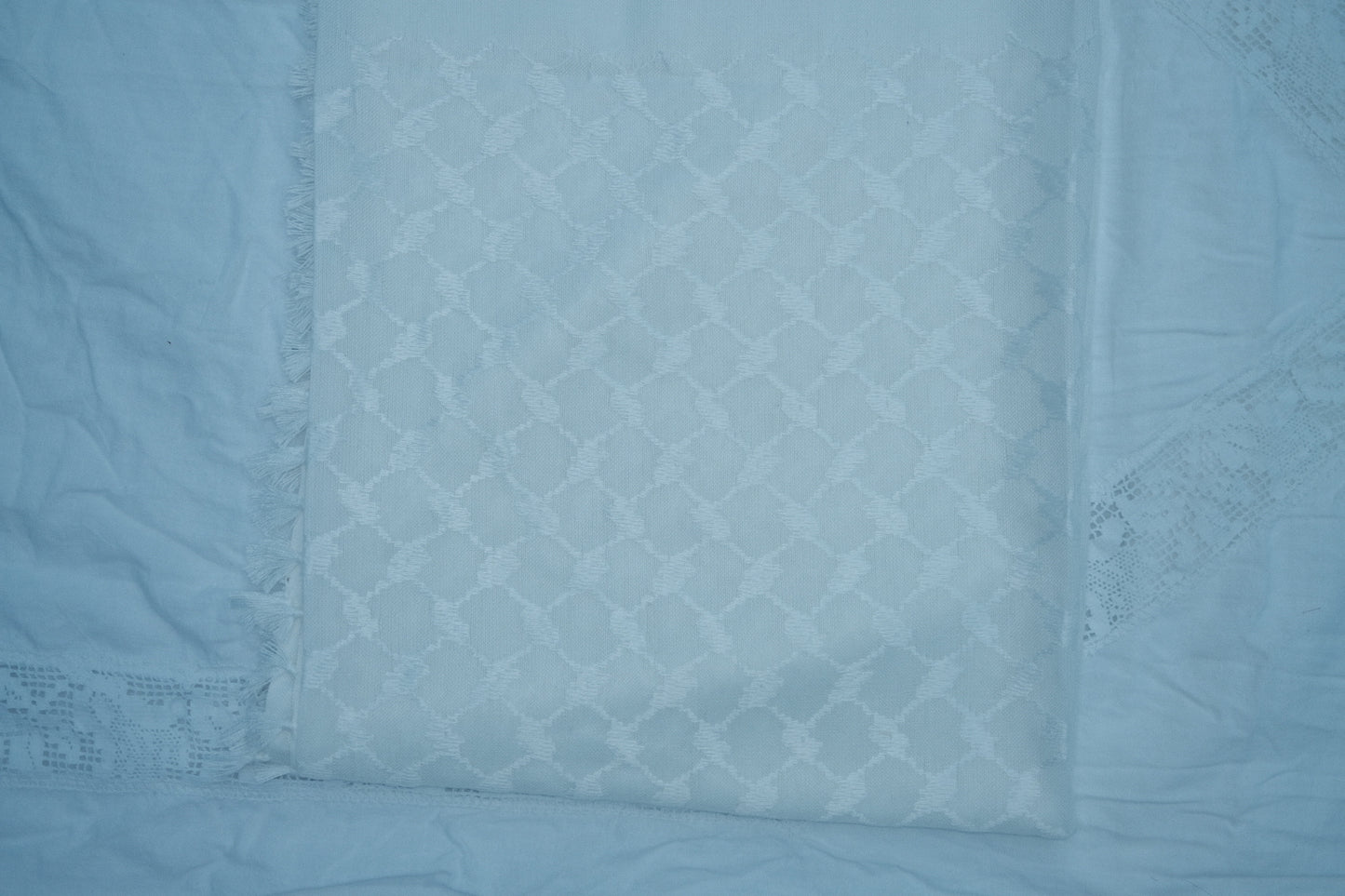 Kufiya/Keffiyeh Fully White 100% Cotton