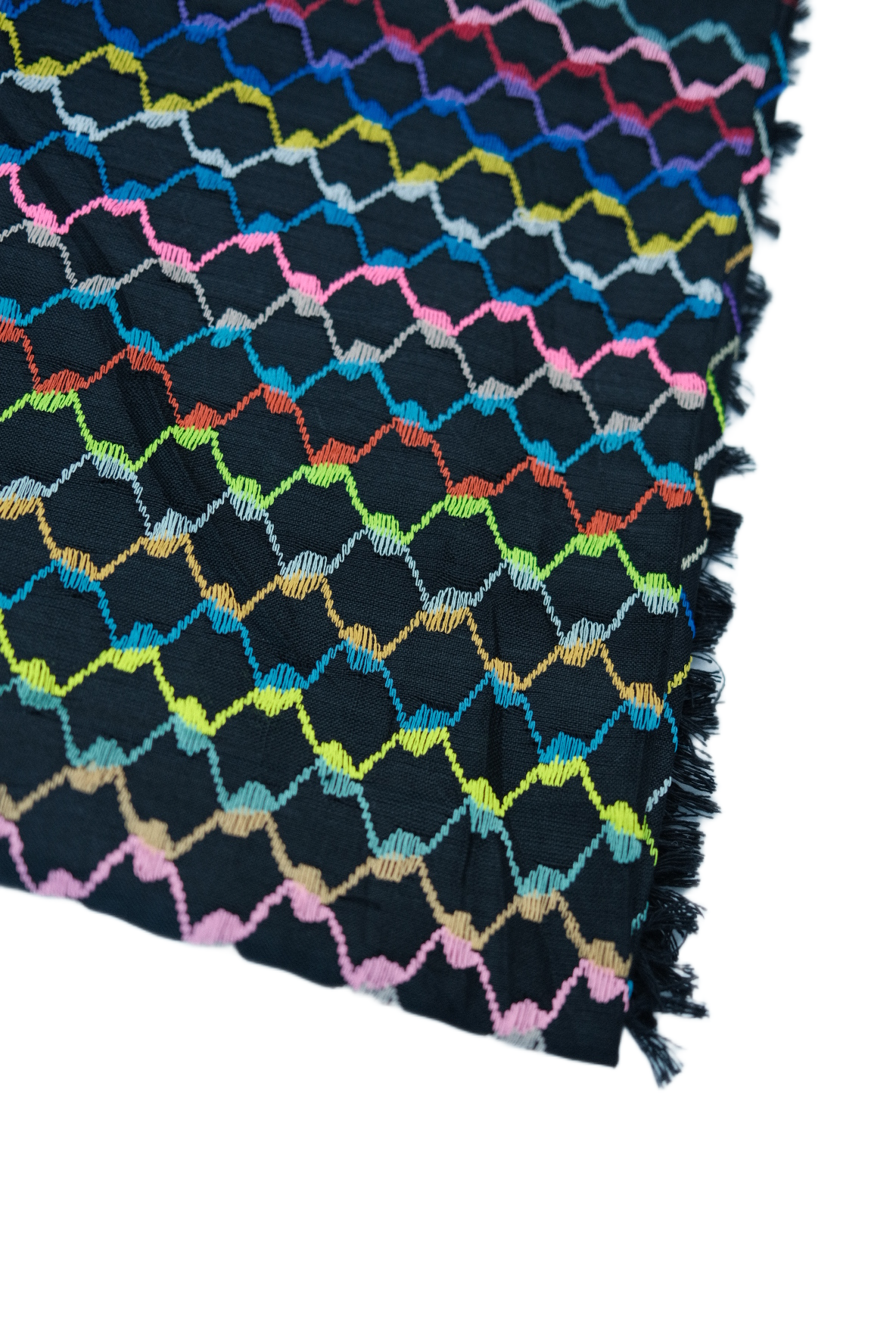 Kufiya/Keffiyeh Black Rainbow Red Details 100% Cotton