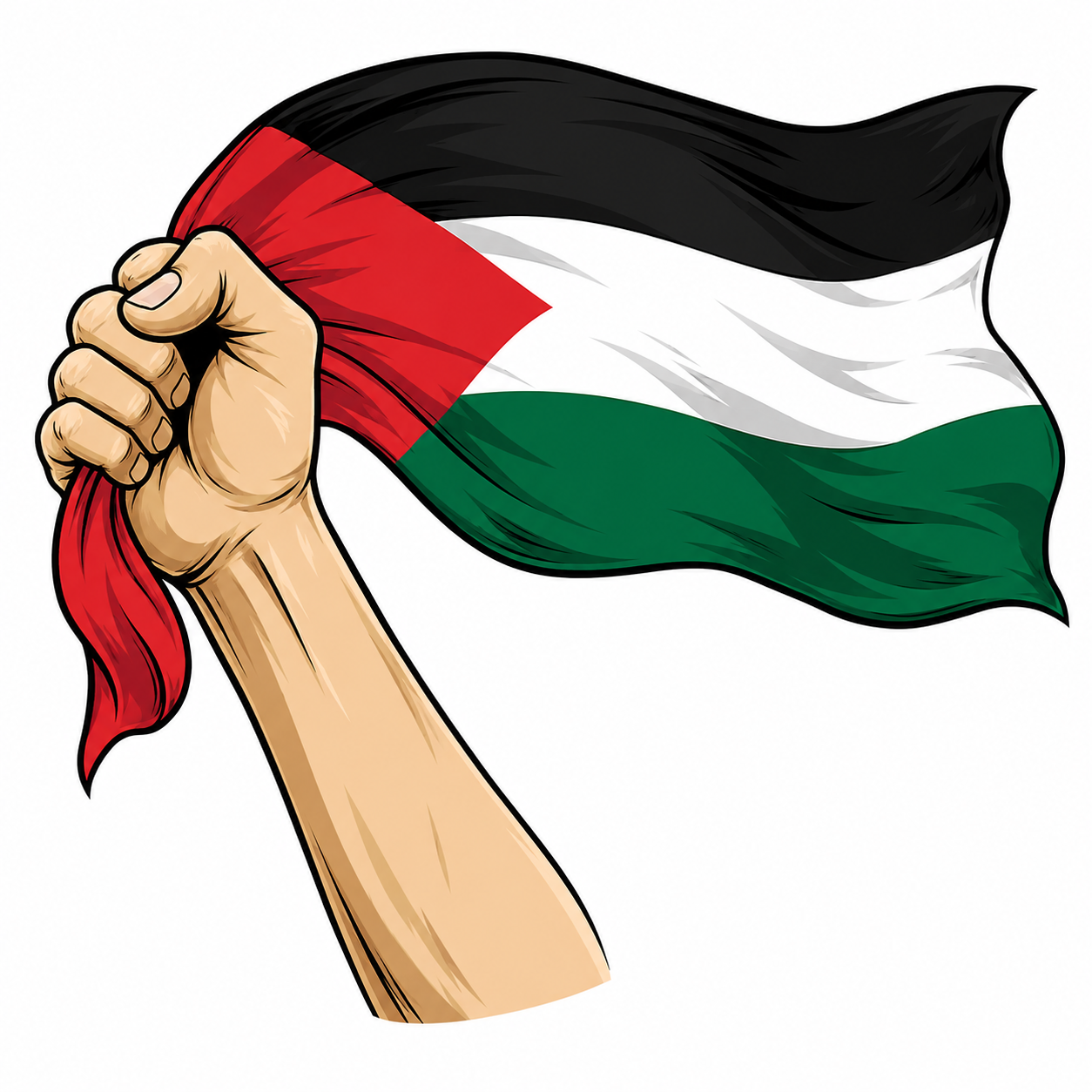 Vuist met Palestina Vlag Sticker 9x11 cm 5/10/20/40 Stuks