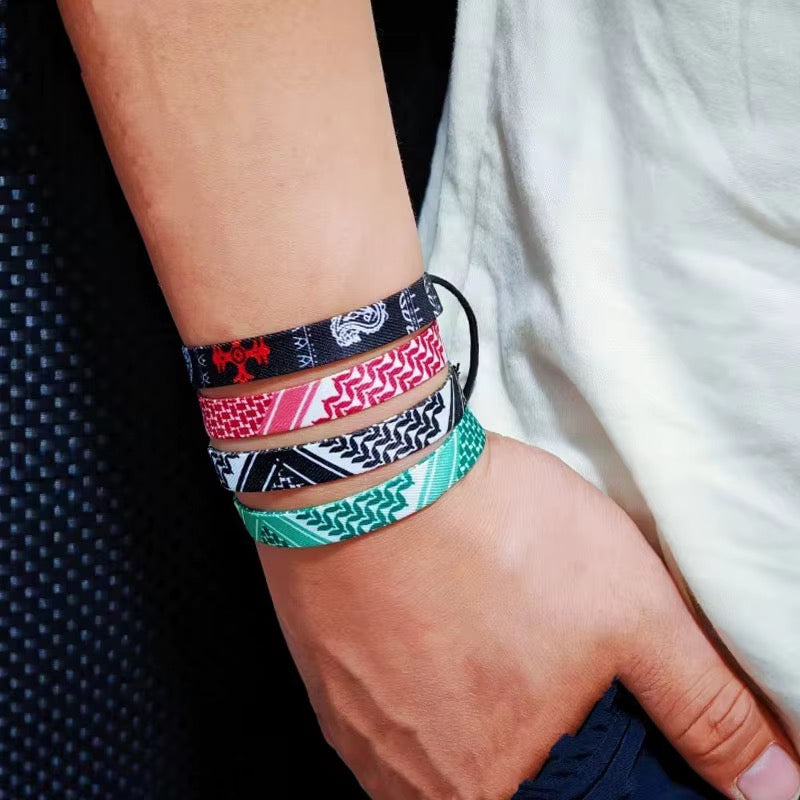 Pulsera Keffiyeh Rojo/Verde/Negro