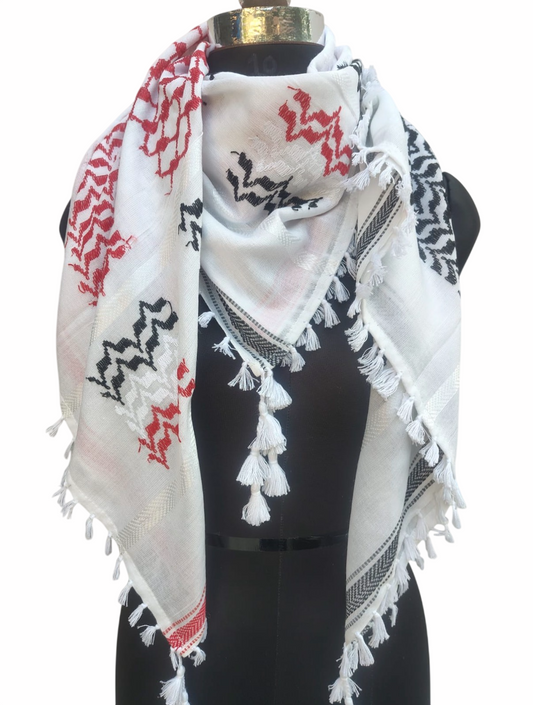 Kufiya/Keffiyeh Rosso 127x127 cm con Frange