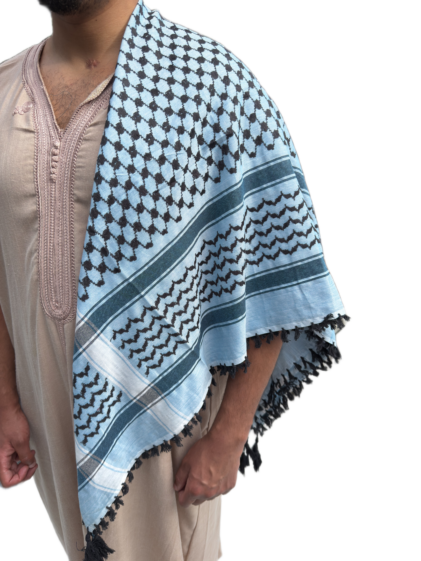 Kufiya/Keffiyeh Svart-Vit 127x127 cm
