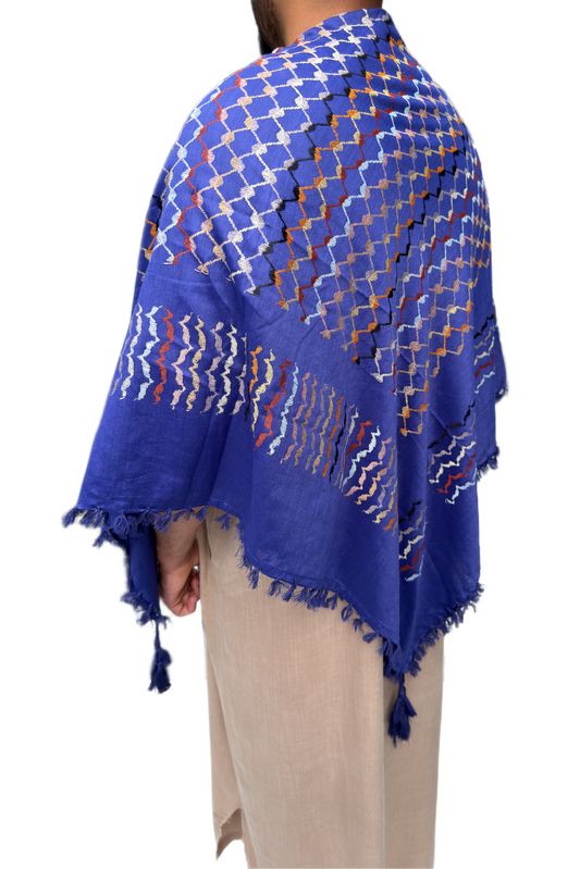 Kufiya/Keffiyeh Black-White 127x127 cm + Palestine flag 90x150 cm Combi Deal