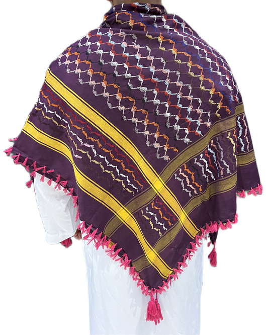 Kufiya/Keffiyeh Arcoíris Púrpura 100% Algodón