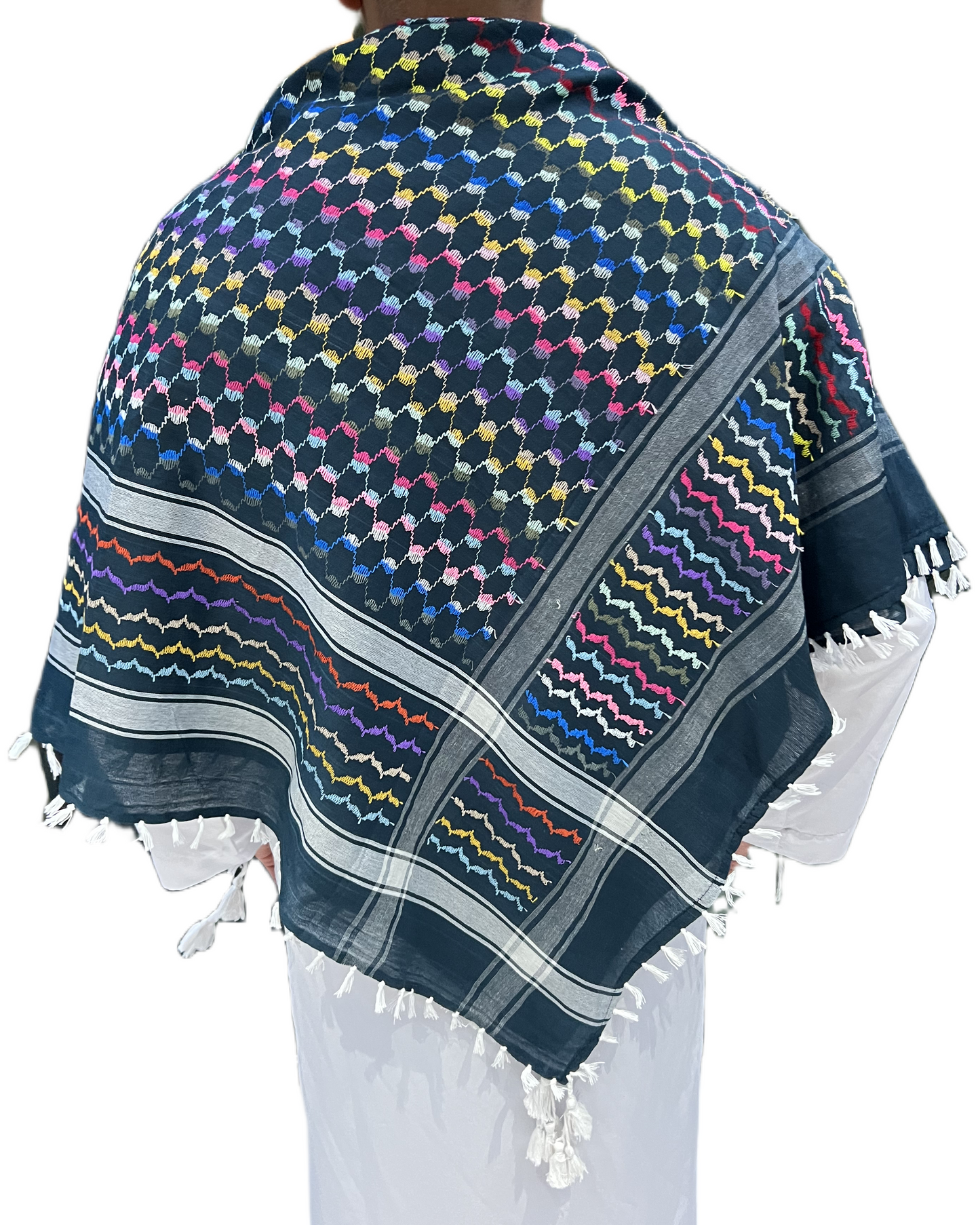 Kufiya/Keffiyeh Blue Rainbow 100% Cotton
