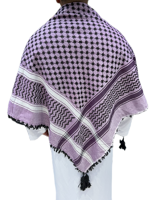 Kufiya/Keffiyeh Morado con Flecos Negros 100% Algodón
