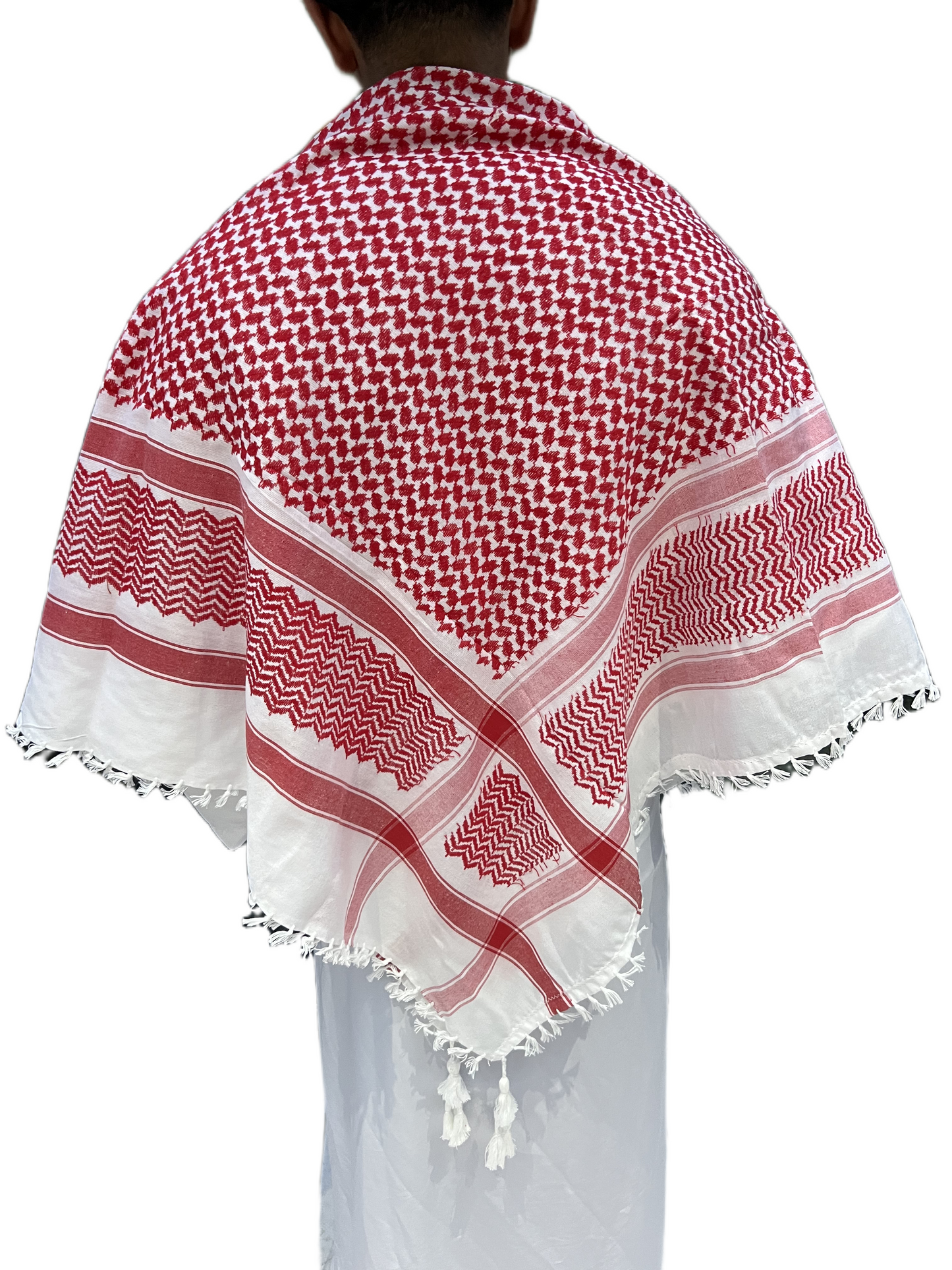 Kufiya/Keffiyeh Rojo/Blanco 100% Algodón Premium