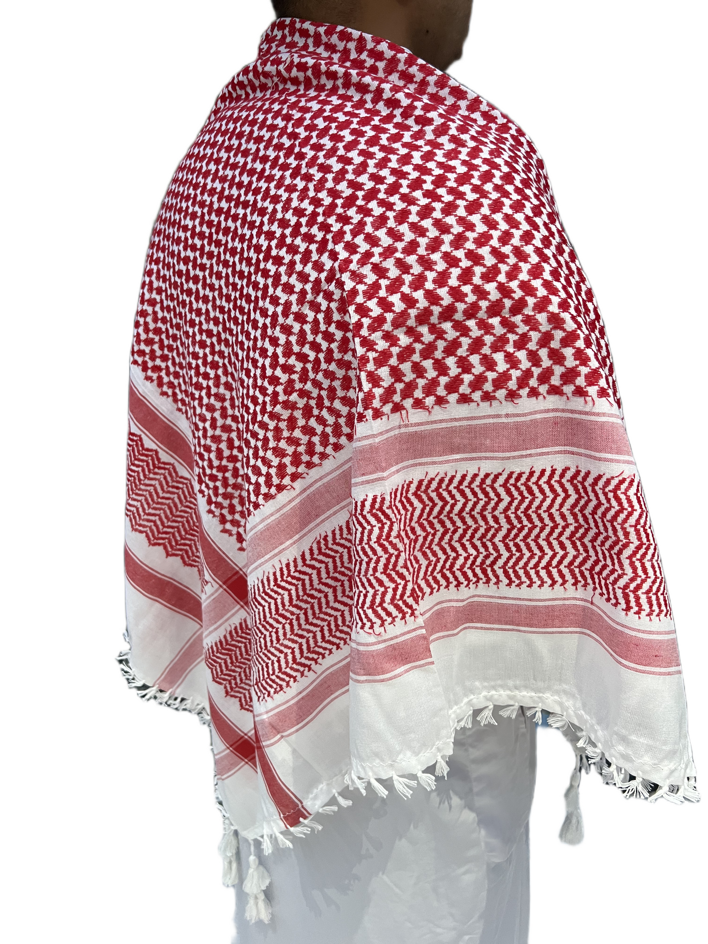 Kufiya/Keffiyeh Rojo/Blanco 100% Algodón Premium