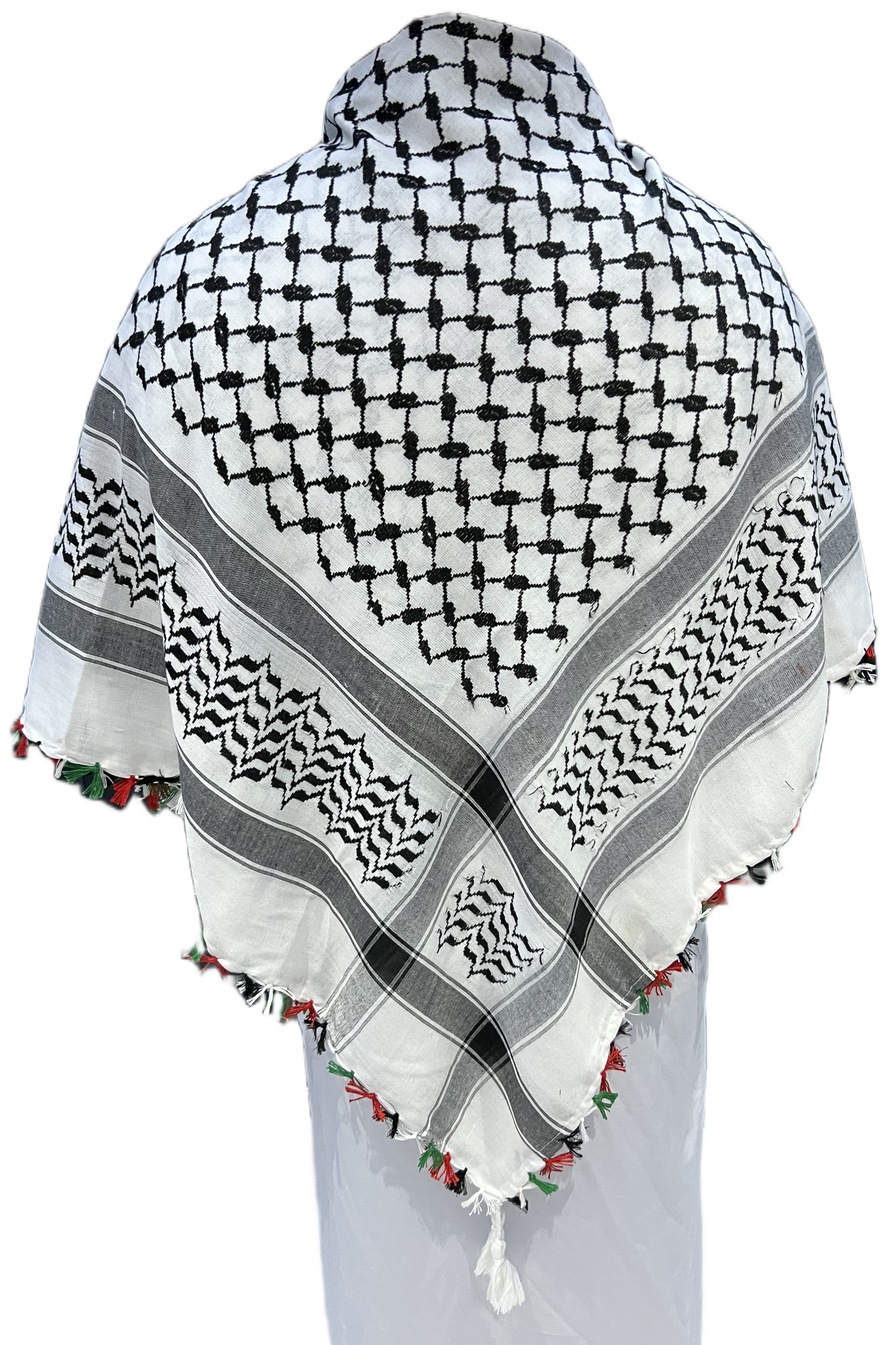 Kufiya/Keffiyeh mit bunten Fransen 100% Baumwolle