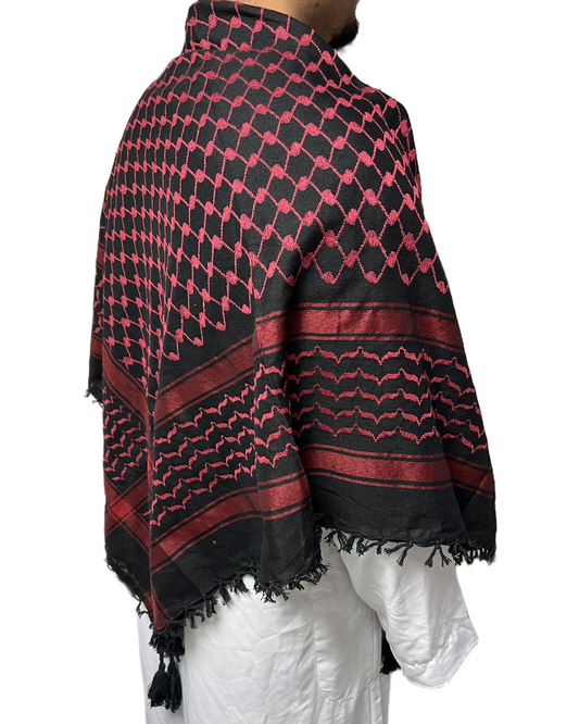 Kufiya/Keffiyeh Rojo/Negro 100% Algodón