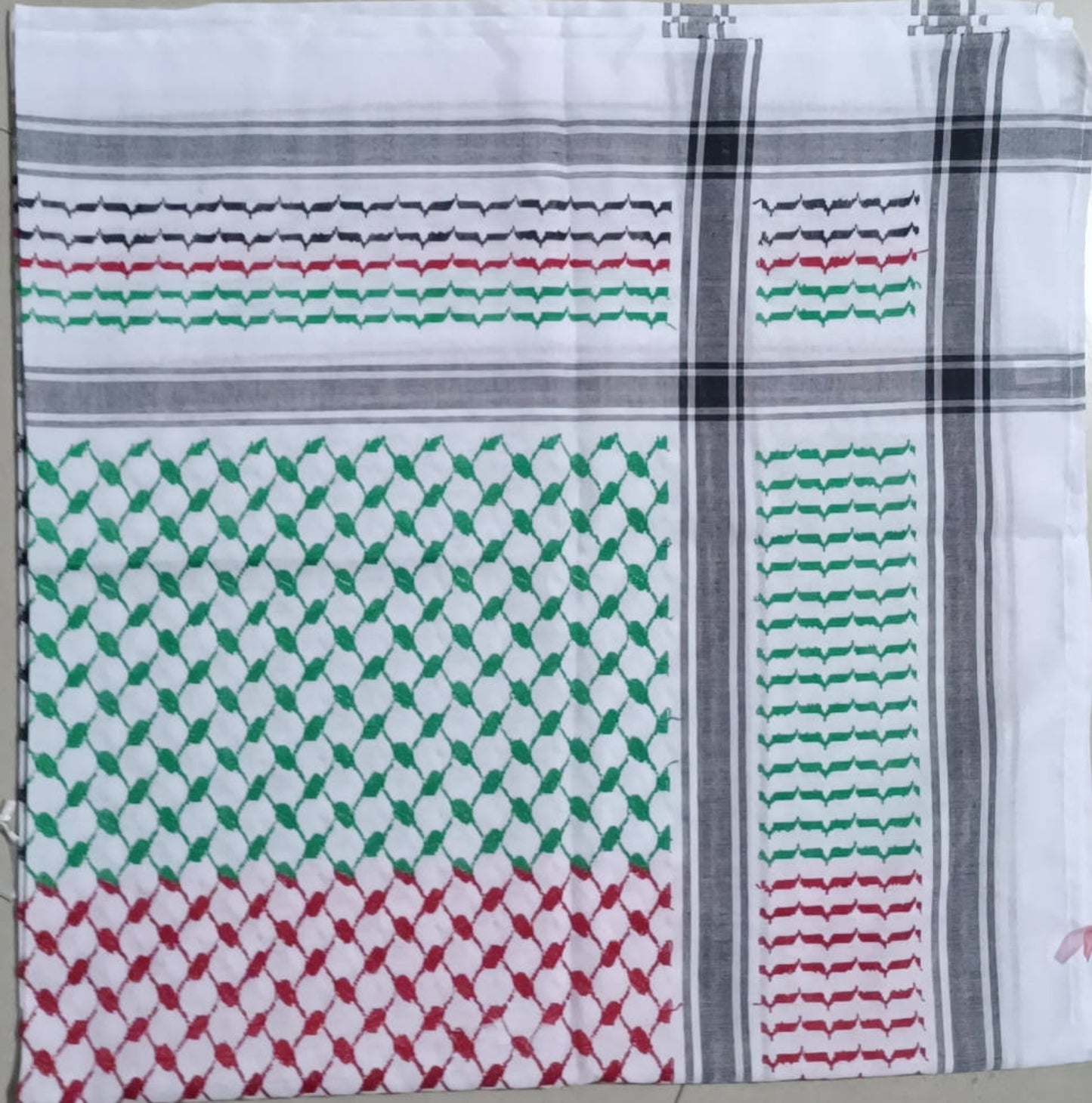 Kufiya/Keffiyeh with Palestine colors & Soft Fabric 127x127 cm
