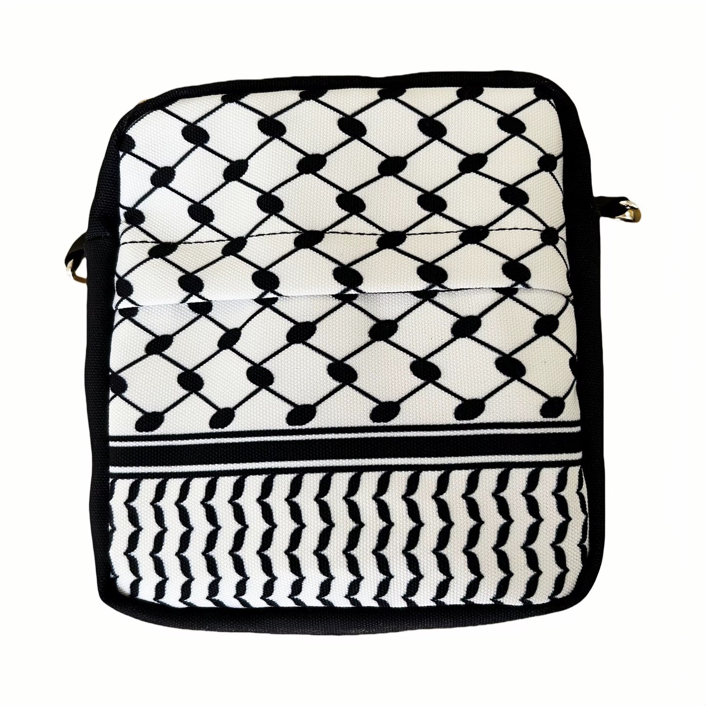 Keffiyeh Crossbody Tasche – Klassisch Schwarz & Weiß