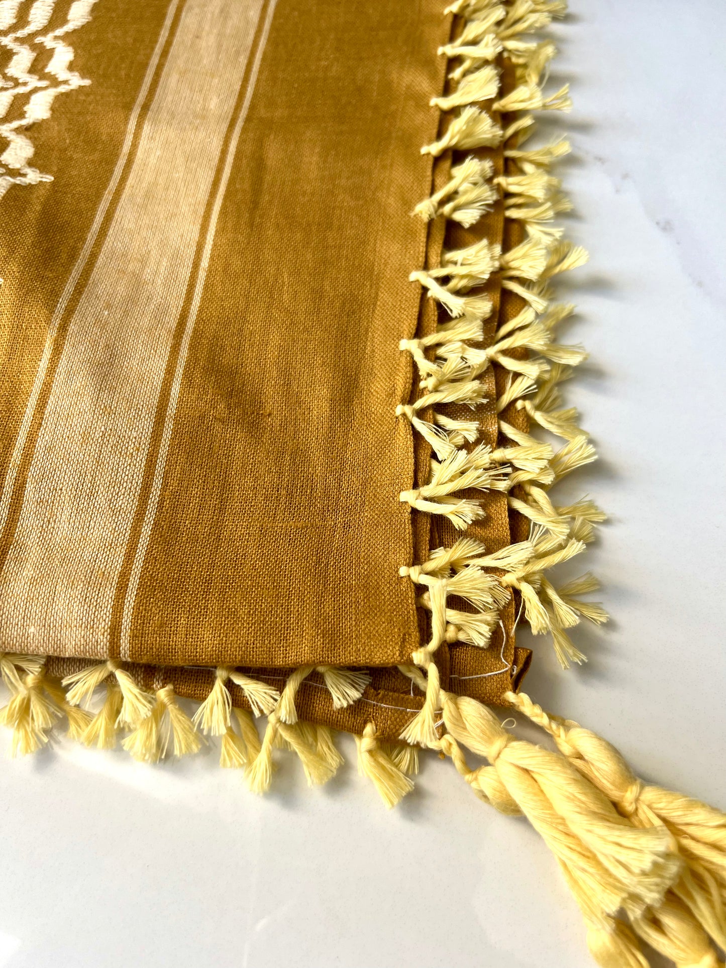 Kufiya/Keffiyeh Goud/Wit 100% Katoen