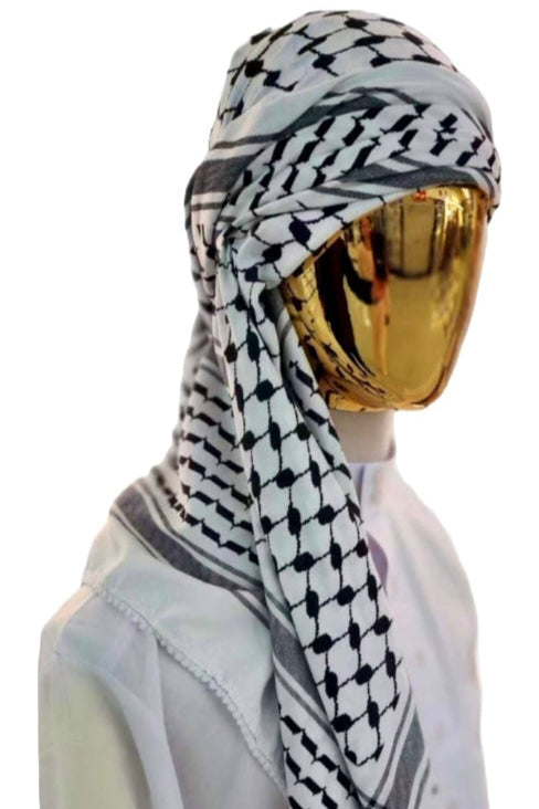 Kufiya/Keffiyeh with Soft Fabric Black-White 127x127 cm