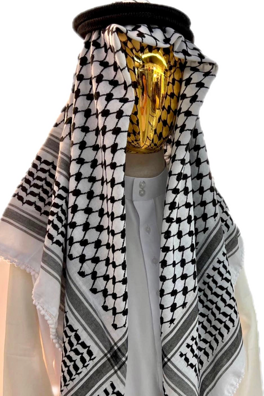 Kufiya/Keffiyeh Negro-Blanco 127x127 cm