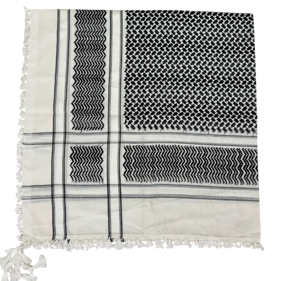 Kufiya/Keffiyeh Black/White 100% Premium Cotton