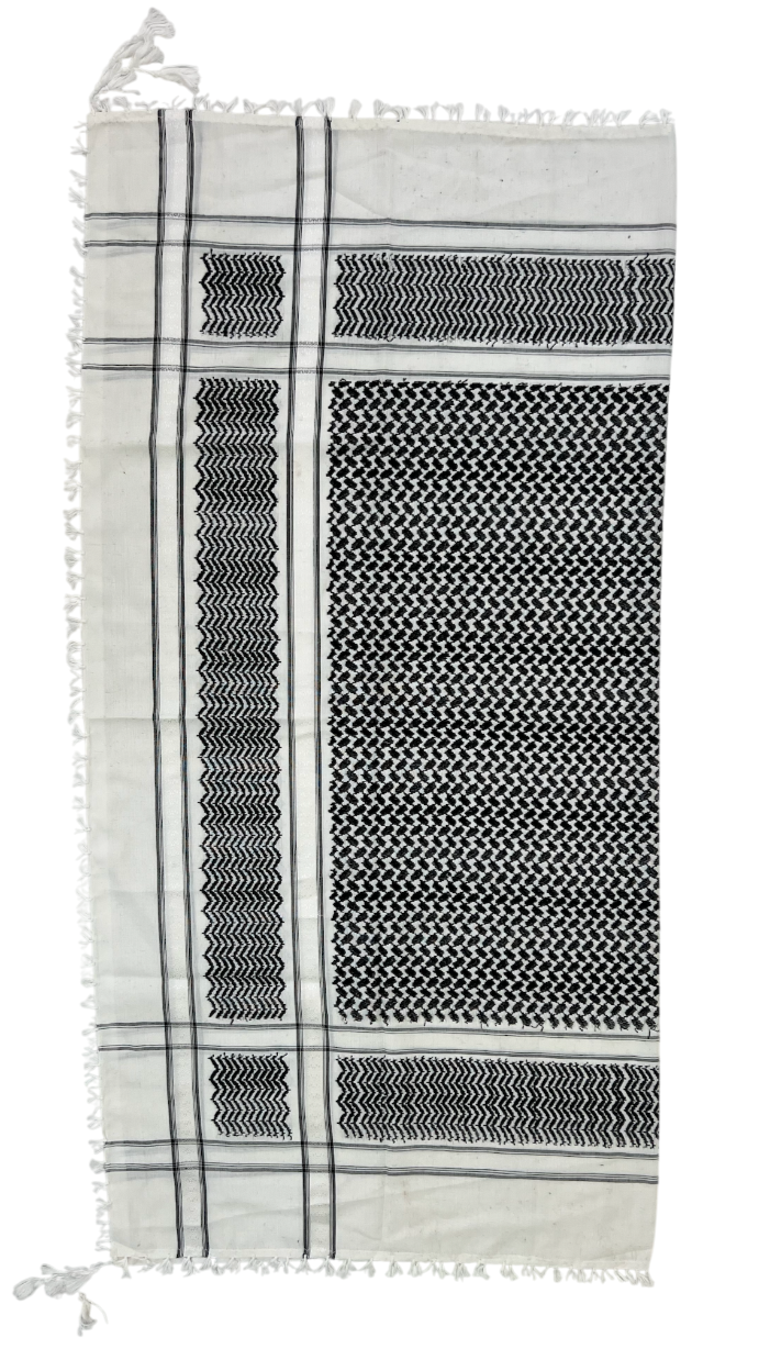 Kufiya/Keffiyeh Black/White 100% Premium Cotton