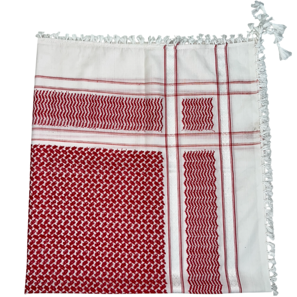 Kufiya/Keffiyeh Red/White 100% Premium Cotton