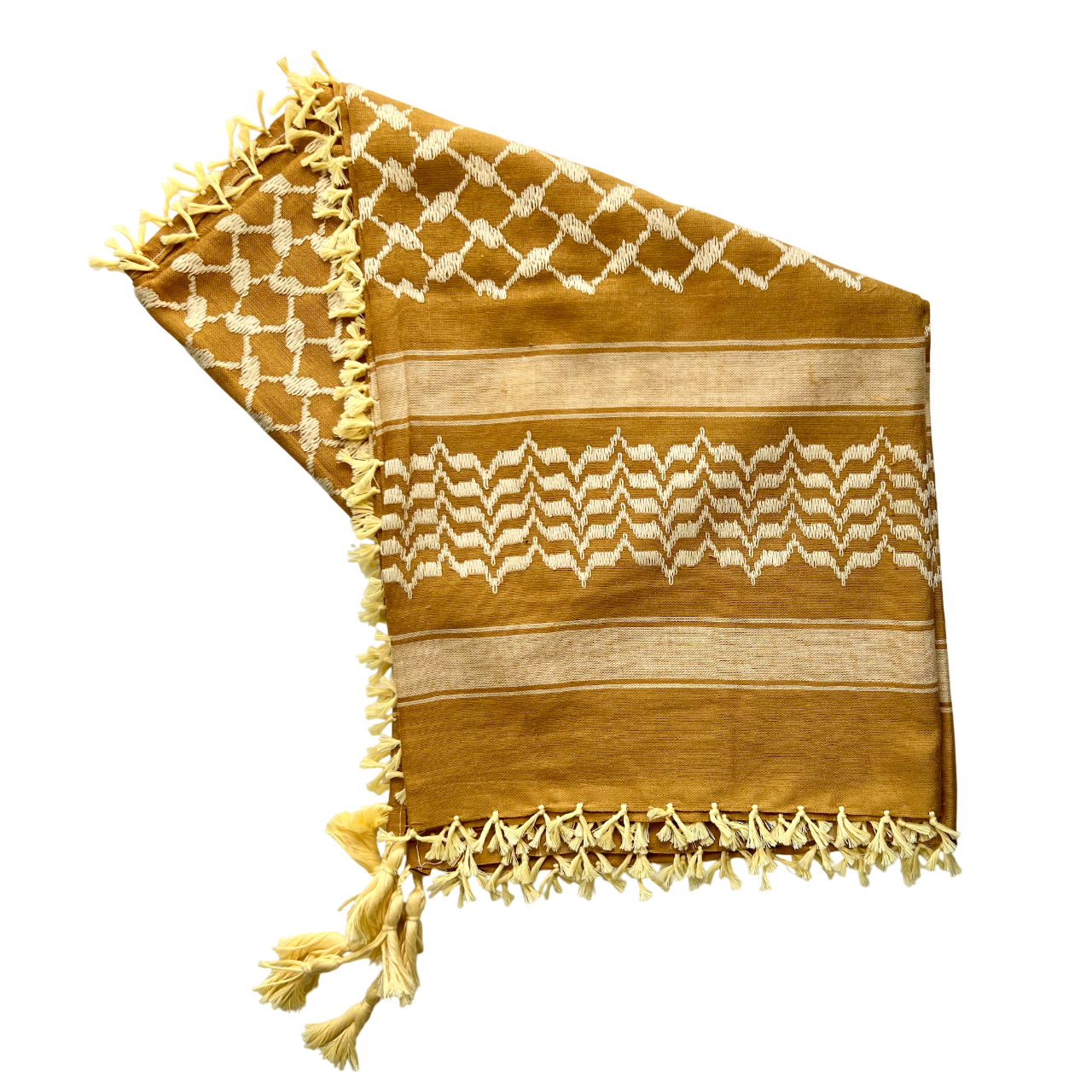Kufiya/Keffiyeh Goud/Wit 100% Katoen