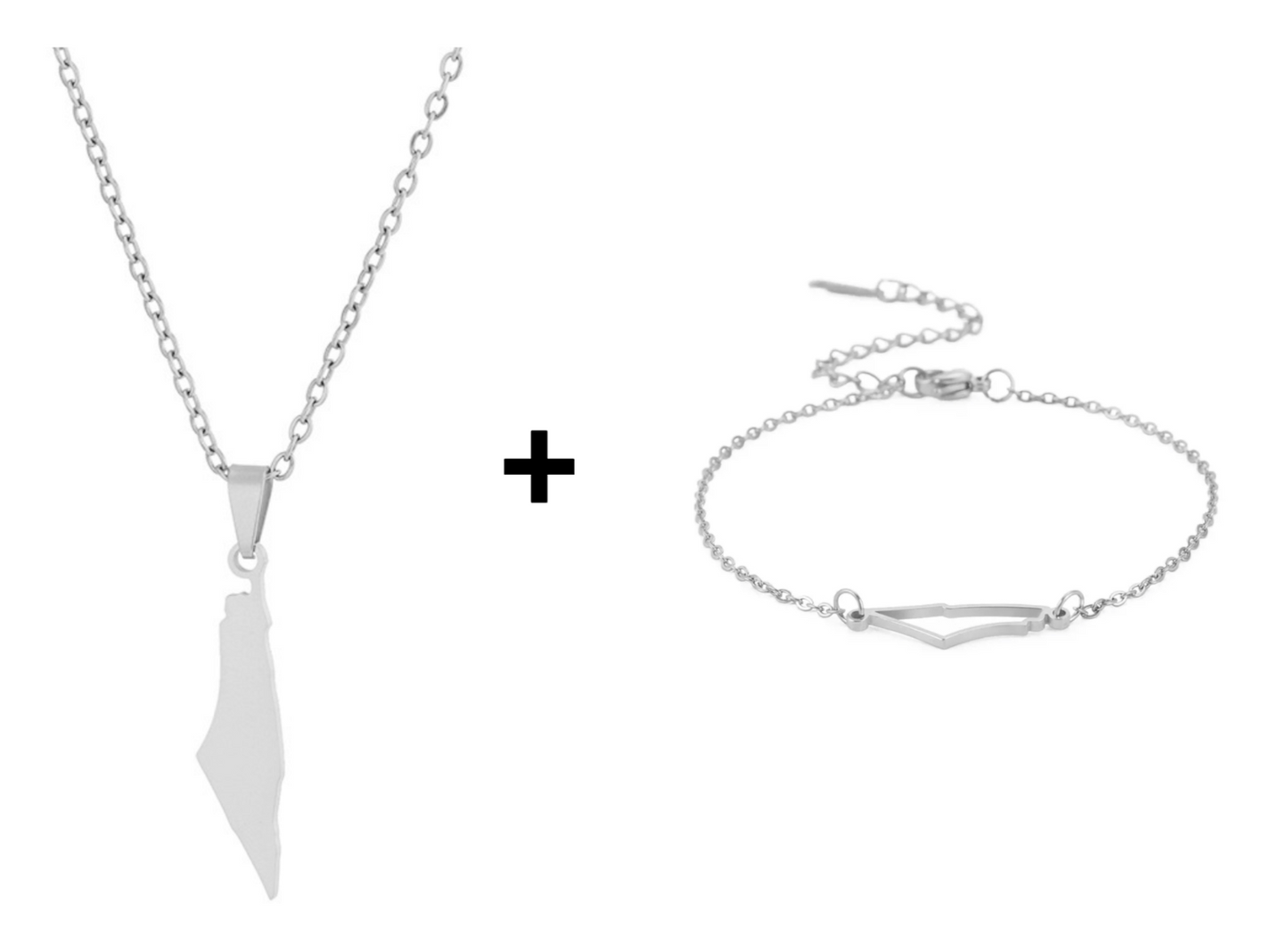 Palästina Kette Gold/Silber + Palästina Armband Gold/Silber Schmuckset