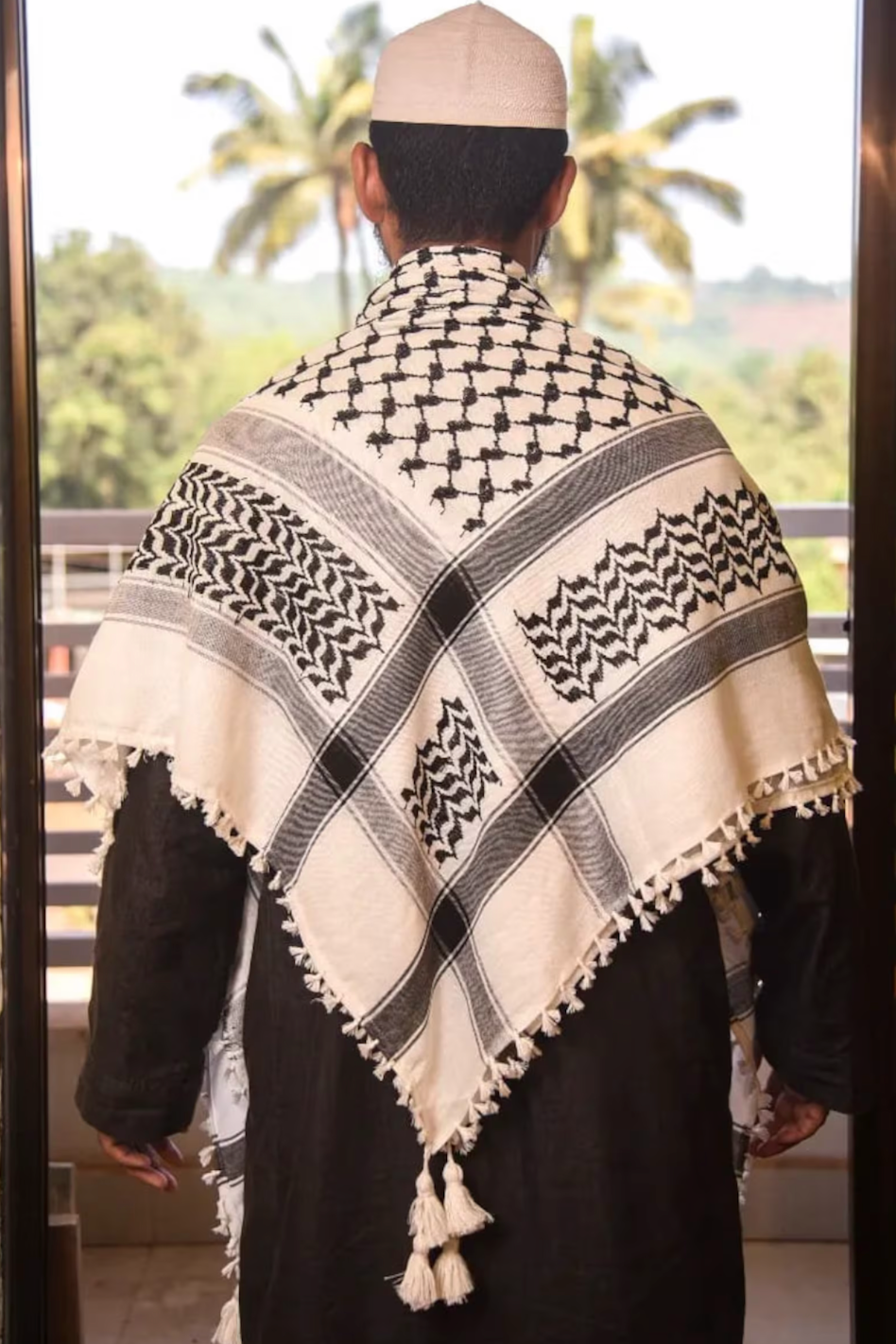 Pre-order - Kufiya/Keffiyeh Black/White 100% Cotton