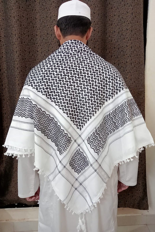 Pre-pedido - Kufiya/Keffiyeh Negro/Blanco 100% Algodón Premium