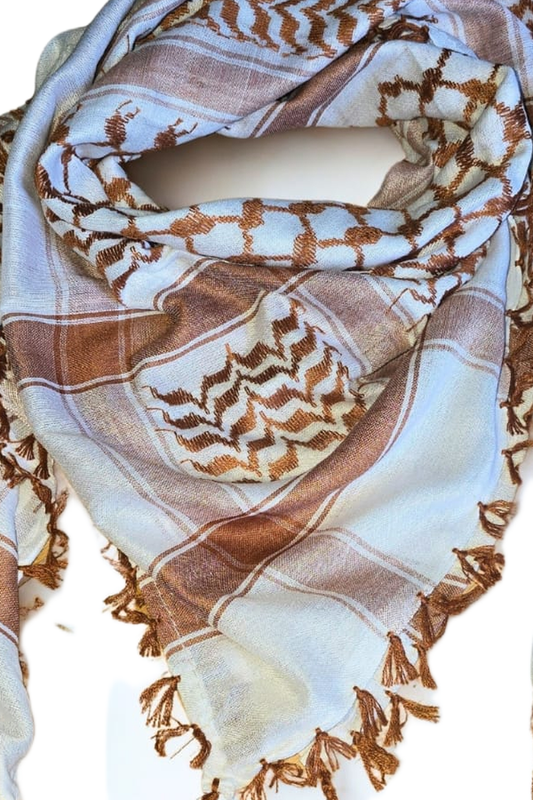 Kufiya/Keffiyeh Bronze with Bronze Tassels 100% Cotton